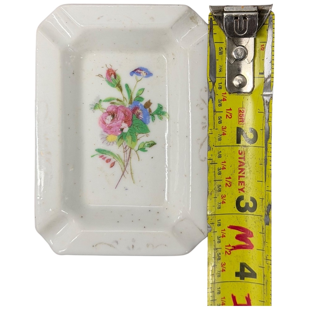 Floral Porcelain Vanity Tray in White with Pink and Green Accents - Picture 4 of 5